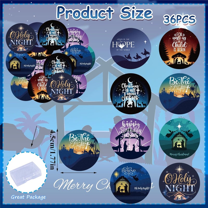 Fyeoxle 36PCS Edible Christmas Religious Nativity Cupcake Toppers Wafer Paper Happy Birthday Jesus Cupcake Picks Holy Nativity Toppers for Christmas Jesus Theme Party Decor Supplies (Pattern 1) - Image 3